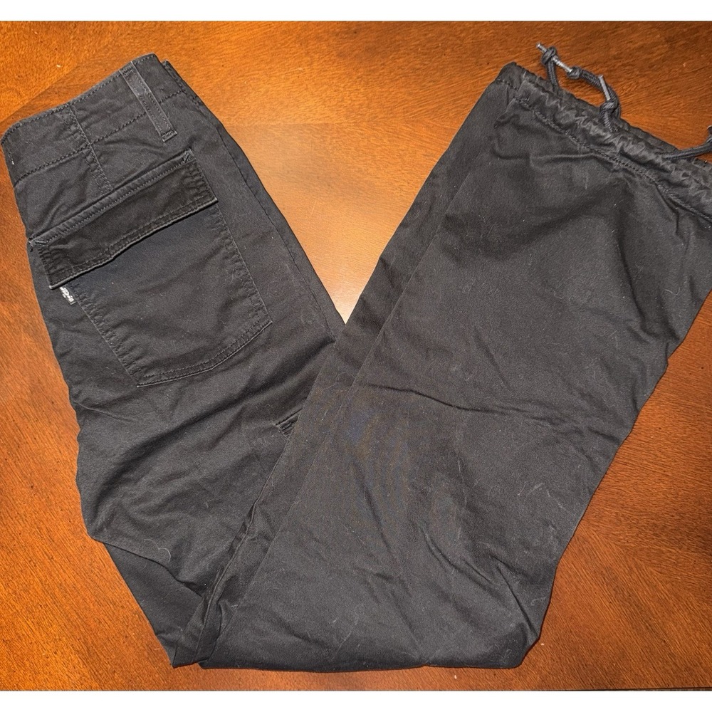 Levi's '94 Baggy Cargo Pants Womens 23 x 32 Black Drawstring Hem Flap Pocket Y2K